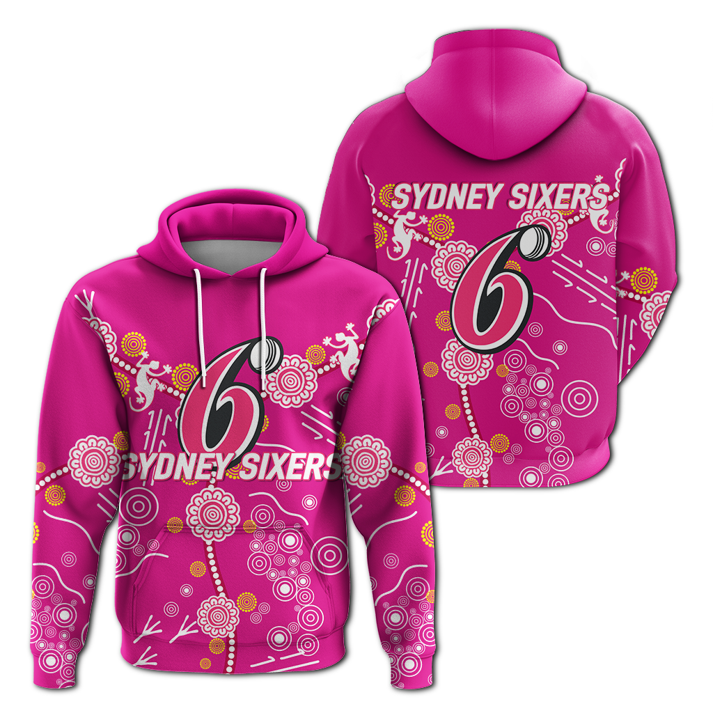 Sydney Sixers Aboriginal Art Cricket 2022 Hoodie - LT12