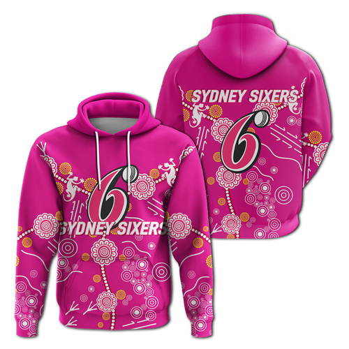 Sydney Sixers Aboriginal Art Cricket 2022 Hoodie - LT12