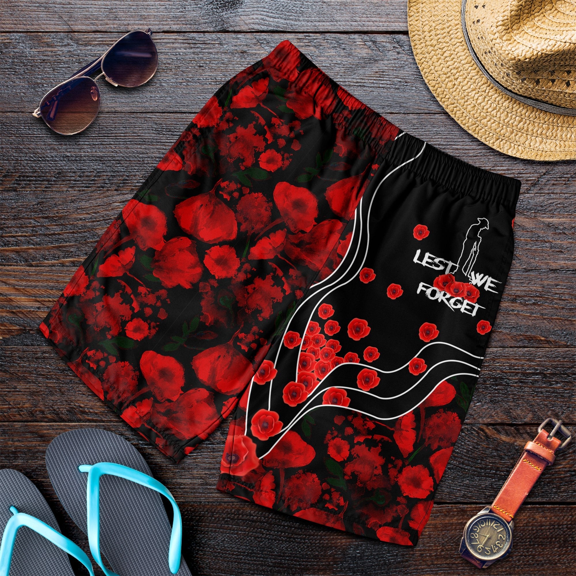 anzac-lest-we-forget-mens-shorts-poppy-flowers