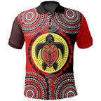 aboriginal-polo-shirt-turtle-footprint-circle-dot-painting