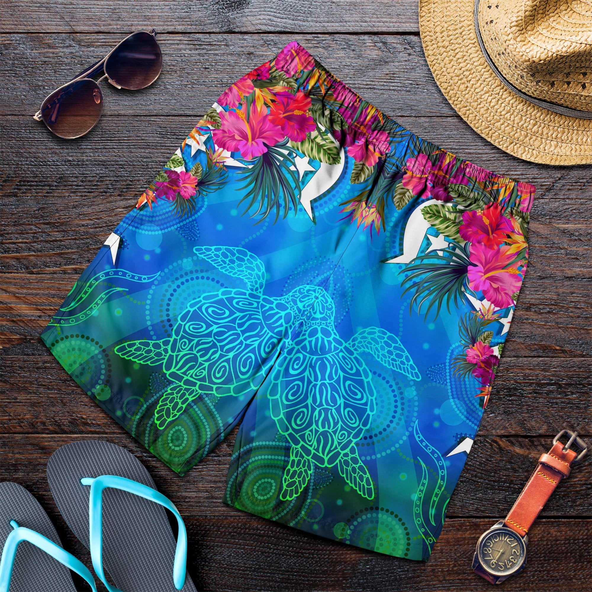 men-short-torres-strait-blue-sea-with-hibiscus