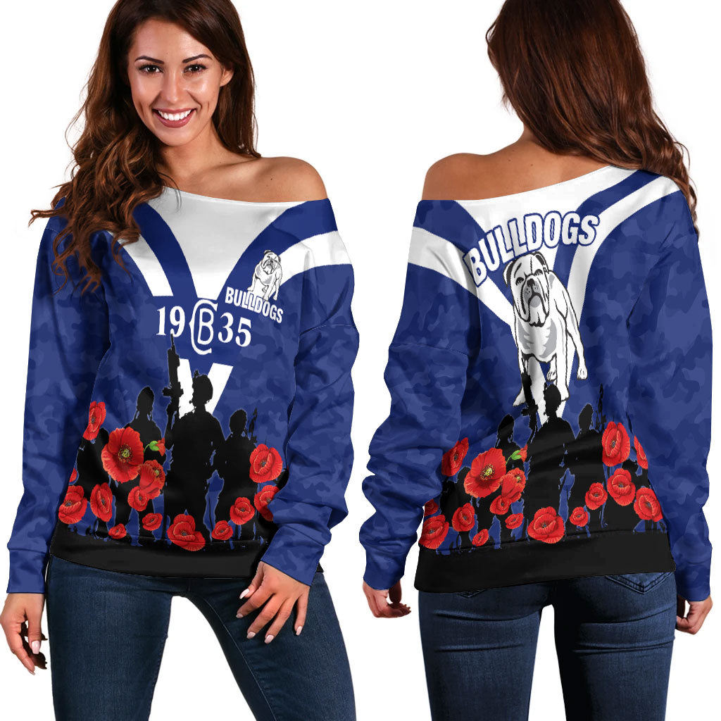 Canterbury-Bankstown Bulldogs Anzac Day Camo Women Off Shoulder Sweater