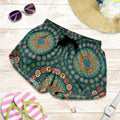 Women's Shorts - Aboriginal Green Dot Painting With Earth - Vibe Hoodie