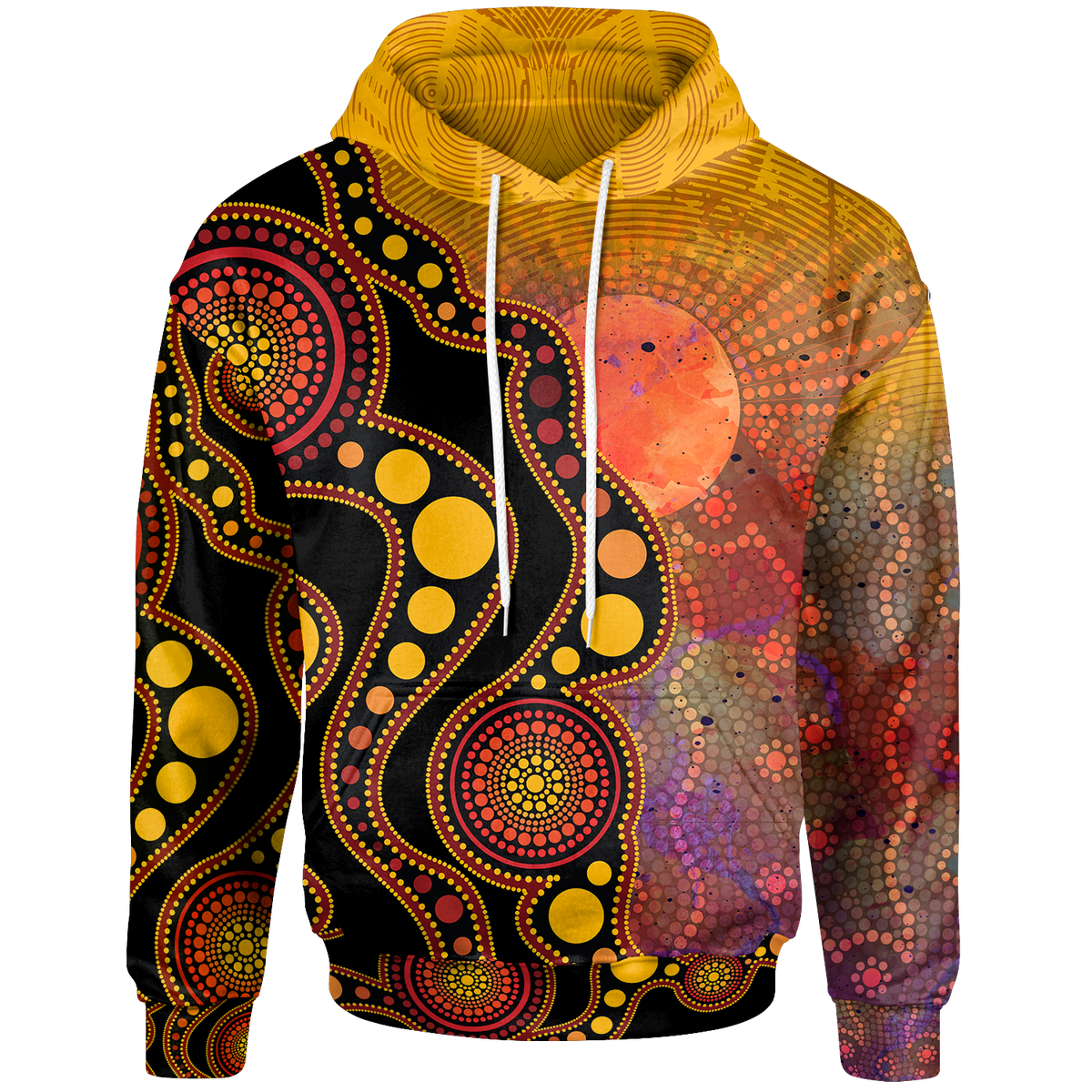 aboriginal-hoodie-australia-indigenous-flag-circle-dot-painting-art-golden