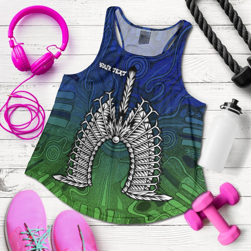 (Custom Text) Torres Strait Islander Women's Racerback Tank- Dhari Mask - Vibe Hoodie