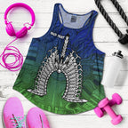 (Custom Text) Torres Strait Islander Women's Racerback Tank- Dhari Mask - Vibe Hoodie