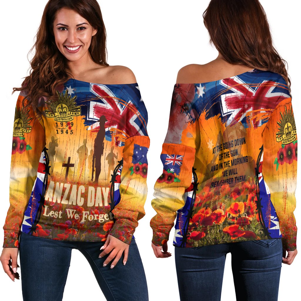Australia Anzac Day 2021 Women's Off Shoulder Sweater - Anzac Day Commemoration 1939 - 1945 - Vibe Hoodie