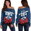 Geelong Cats Anzac Day Women Off Shoulder Sweater - Indigenous Art