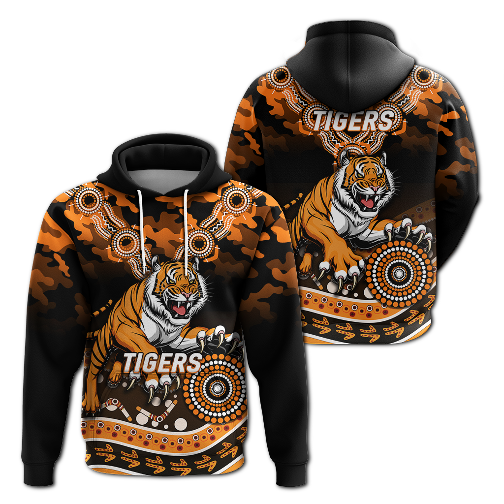 Tigers Rugby ANZAC Day Camouflage Indigenous Art Hoodie - LT12