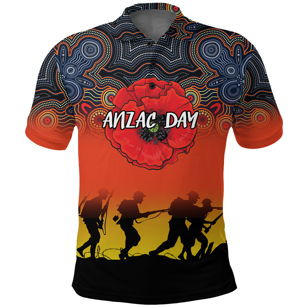 anzac-day-polo-shirt-aboriginal-dot-painting-art