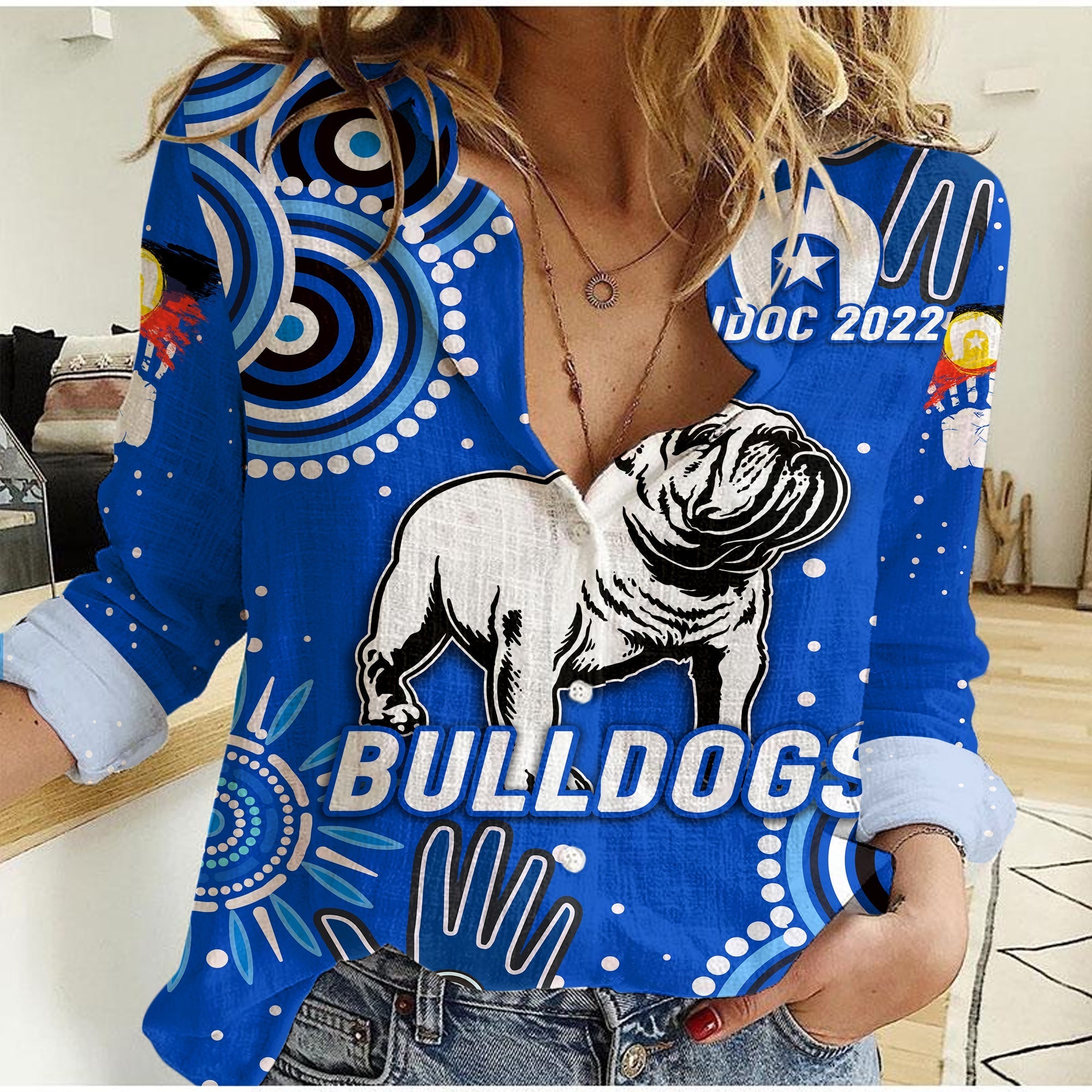 Bulldogs Rugby NAIDOC 2022 Aboriginal Women Casual Shirt