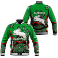 Rabbitohs Rugby Aboriginal Art Baseball Jacket - LT12