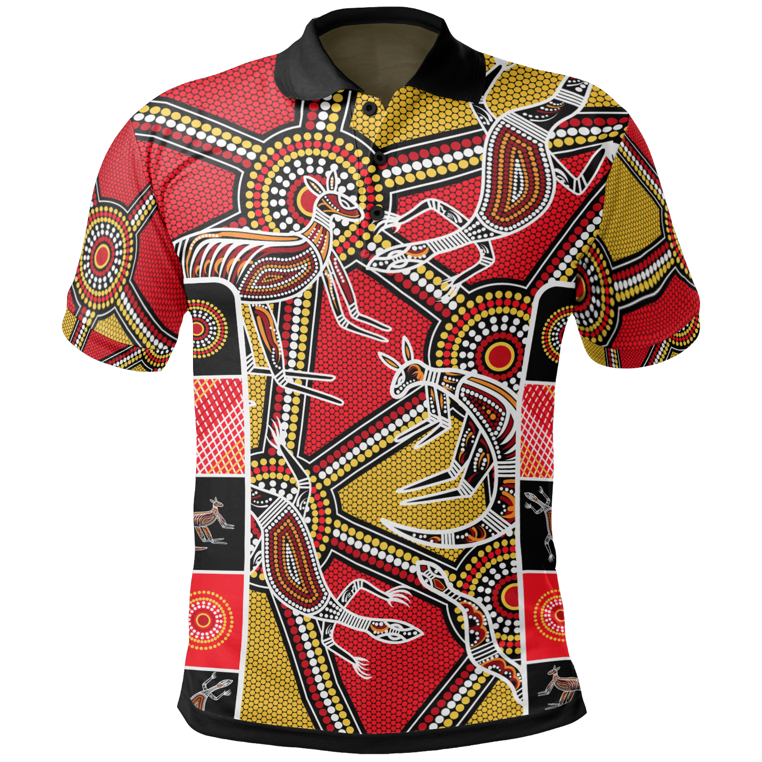 aboriginal-polo-shirts-kangaroo-dot-painting-patterns