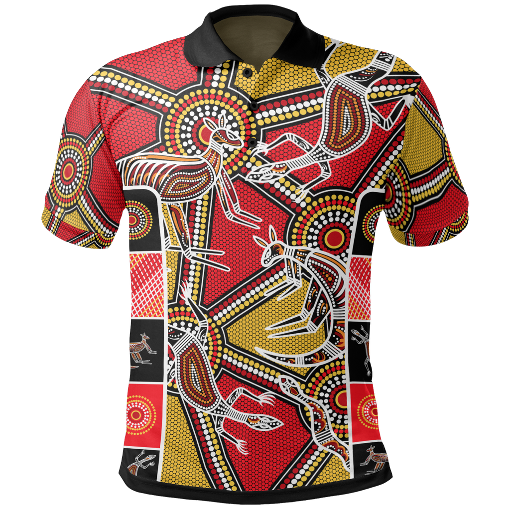 aboriginal-polo-shirts-kangaroo-dot-painting-patterns
