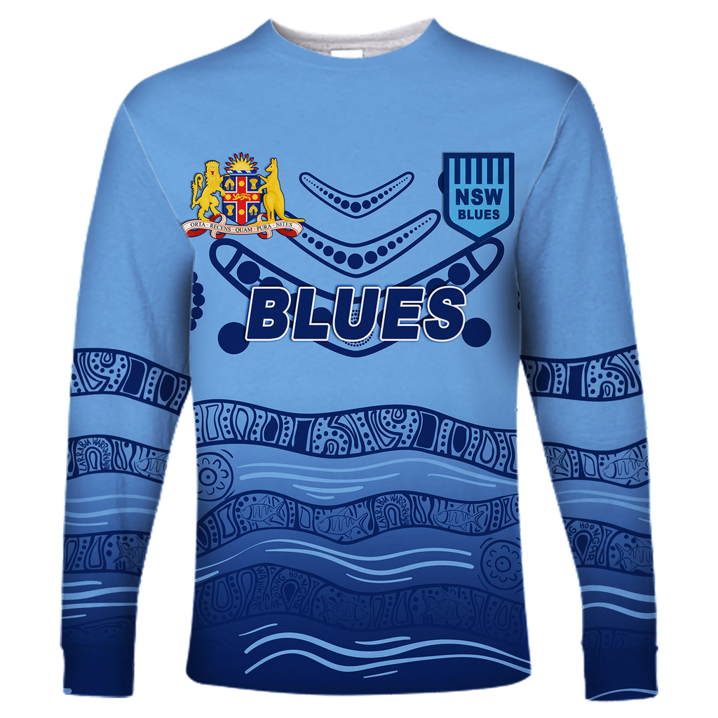 (Custom Personalised) New South Wales Blues Aboriginal  Indigenous Long Sleeve Shirt - LT12