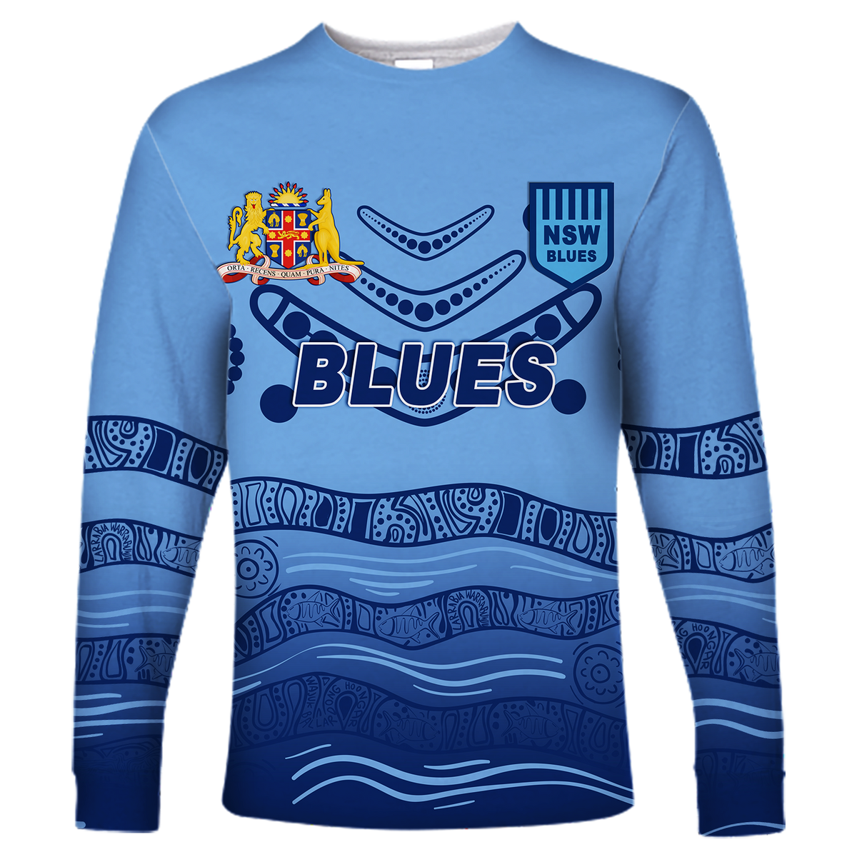 (Custom Personalised) New South Wales Blues Aboriginal  Indigenous Long Sleeve Shirt - LT12