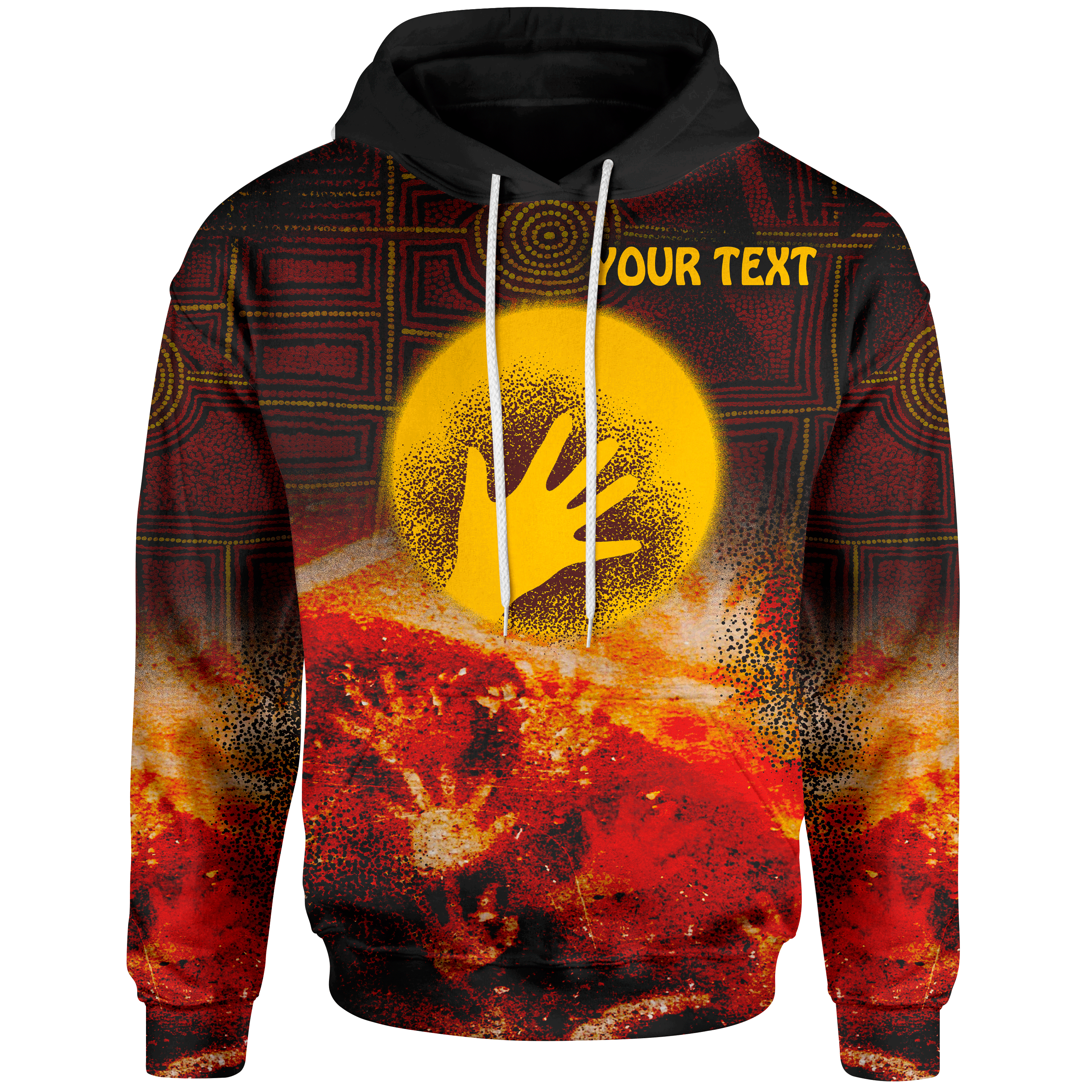 [Custom] Aboriginal Hoodie - Indigenous Flag Hand Art