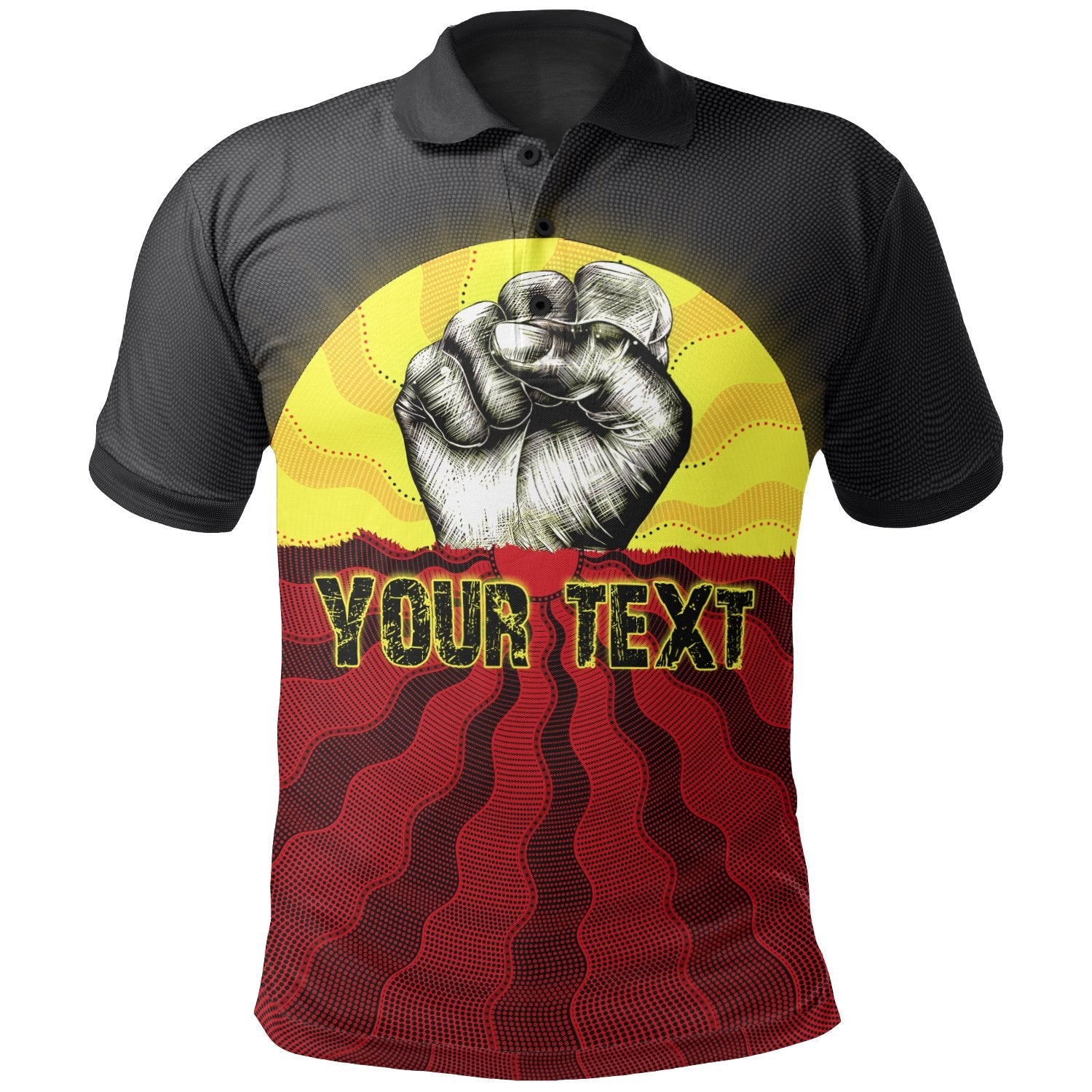 custom-aboriginal-polo-shirts-black-lives-matter-sun-dot-painting