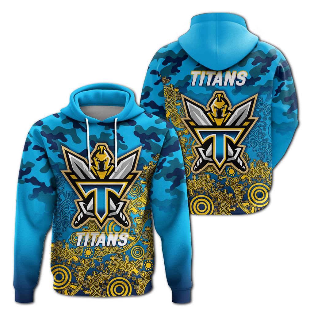 Titans Rugby ANZAC Day Camouflage Indigenous Art Hoodie - LT12