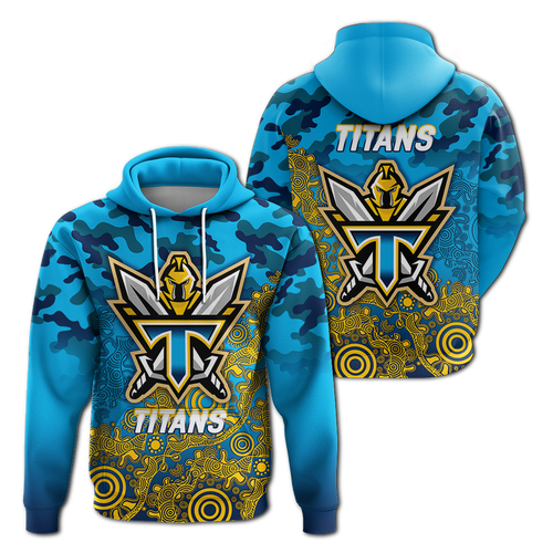 Titans Rugby ANZAC Day Camouflage Indigenous Art Hoodie - LT12