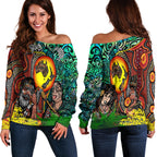 Australia Aboriginal Kangaroo Combine New Zealand Maori Kiwi Bird Women Off Shoulder Sweater - LT2