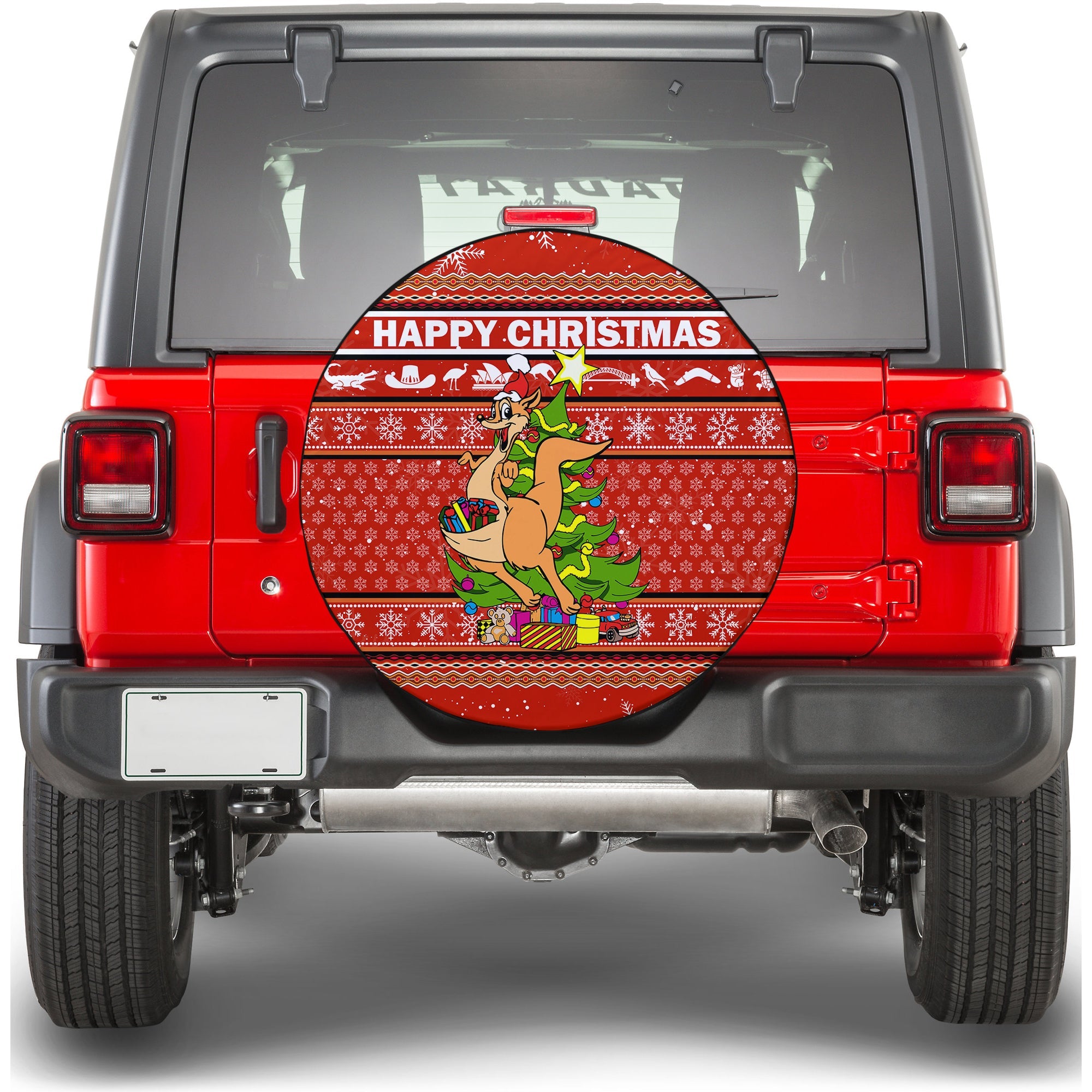 Australia Christmas Kangaroo Aboriginal Pattern Spare Tire Cover - LT2