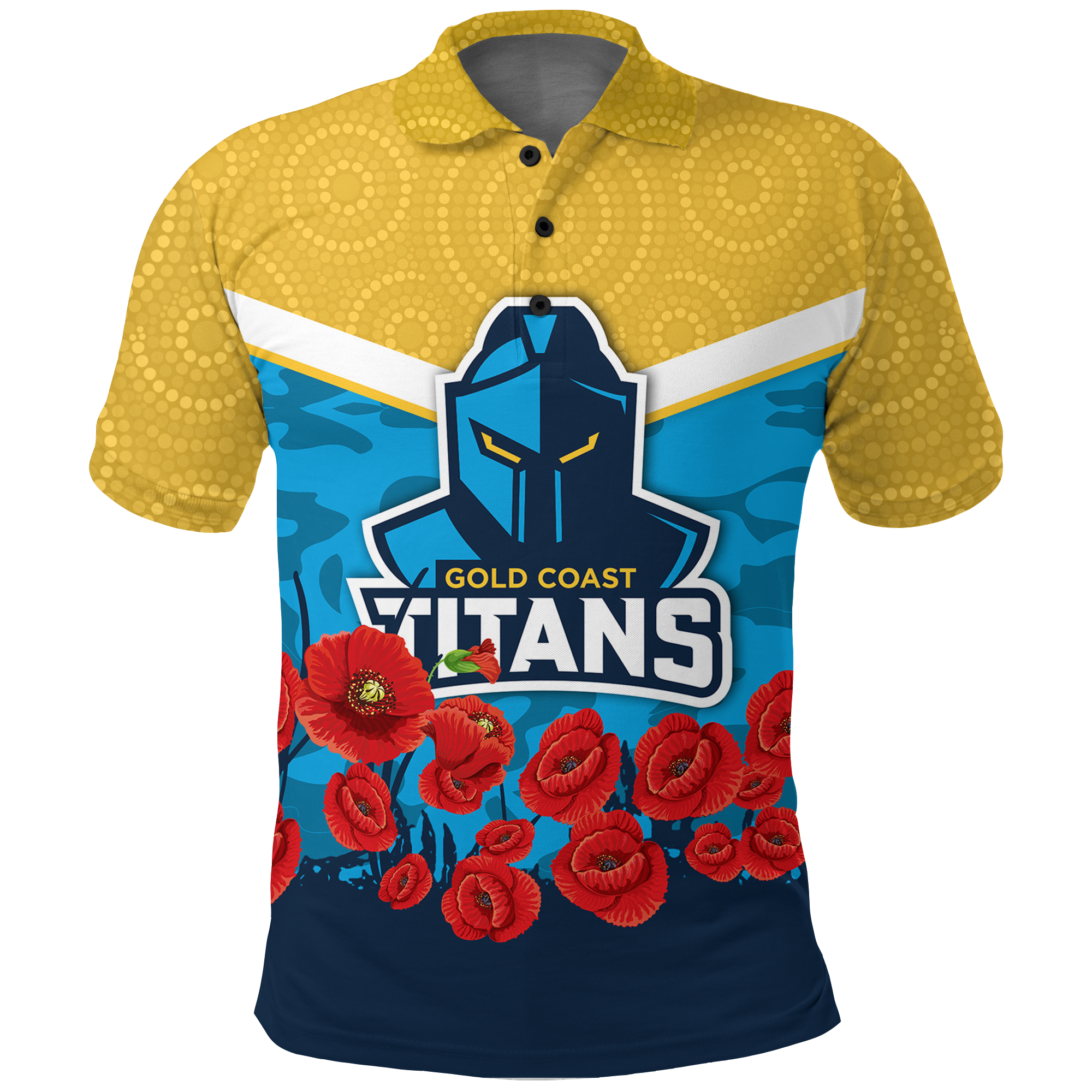 (Custom Personalised) Titans Anzac Day Indigenous Art Polo Shirt 