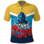 (Custom Personalised) Titans Anzac Day Indigenous Art Polo Shirt 