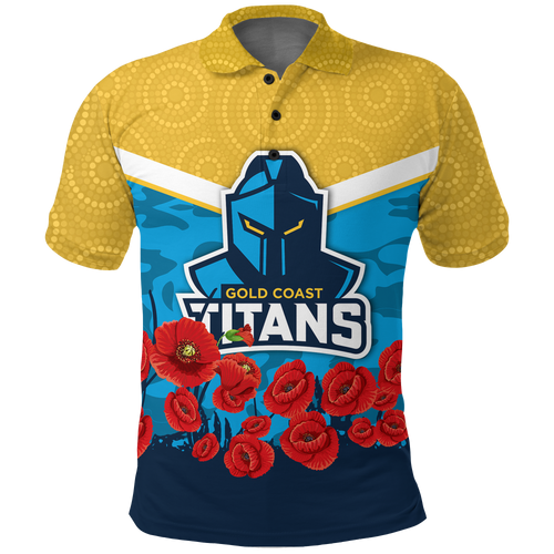 (Custom Personalised) Titans Anzac Day Indigenous Art Polo Shirt 