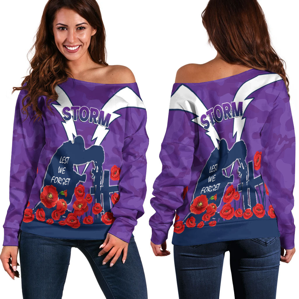 Melbourne Storm Anzac Day Camo Women Off Shoulder Sweaters