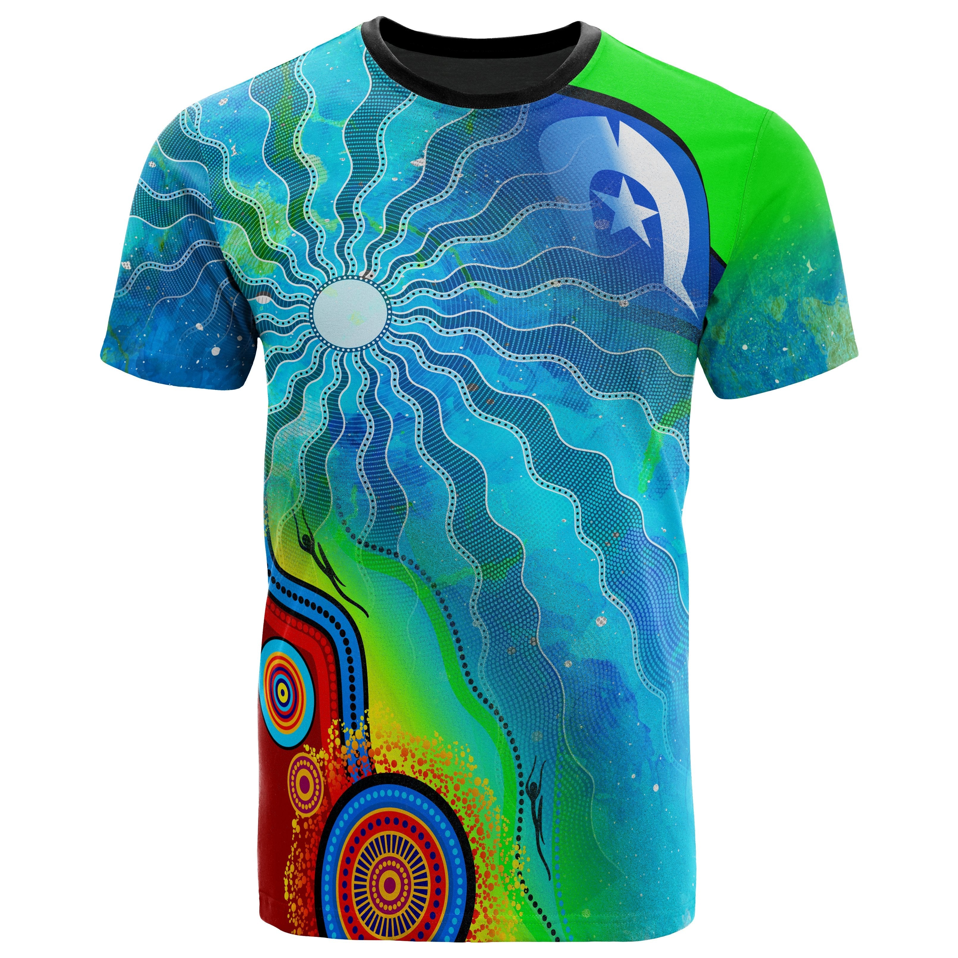 t-shirt-torres-strait-islanders-flag-with-aboriginal-patterns-t-shirt