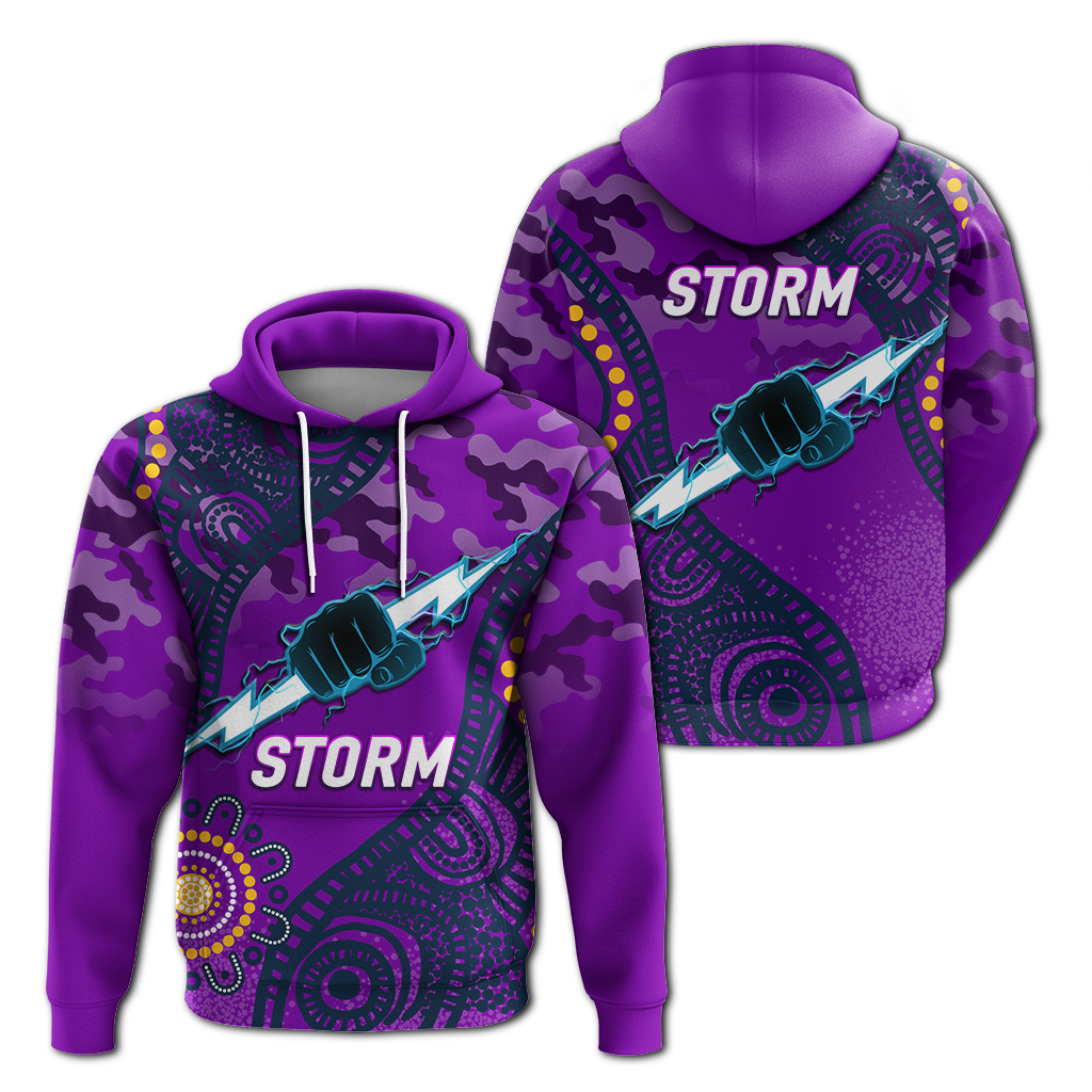 Storm Rugby ANZAC Day Camouflage Indigenous Art Hoodie - LT12