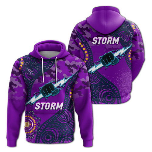 Storm Rugby ANZAC Day Camouflage Indigenous Art Hoodie - LT12
