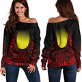 Aboriginal Women's Off Shoulder Sweater  - Indigenous Flag Grunge Style - Vibe Hoodie