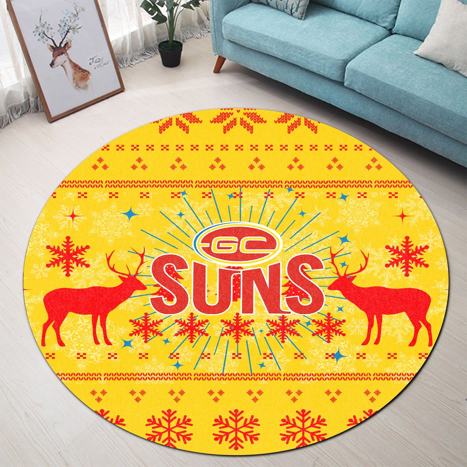 gold-coast-suns-round-carpet-christmas-ugly-style
