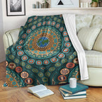 premium-blanket-aboriginal-green-dot-painting-with-earth