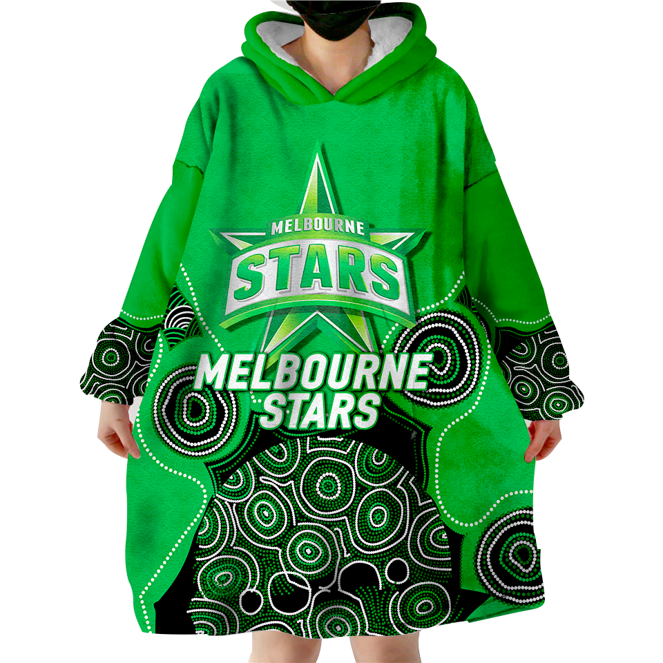(Custom Personalised ) Melbourne Stars Aboriginal Art Cricket 2022 Wearable Blanket Hoodie - LT12