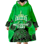 (Custom Personalised ) Melbourne Stars Aboriginal Art Cricket 2022 Wearable Blanket Hoodie - LT12