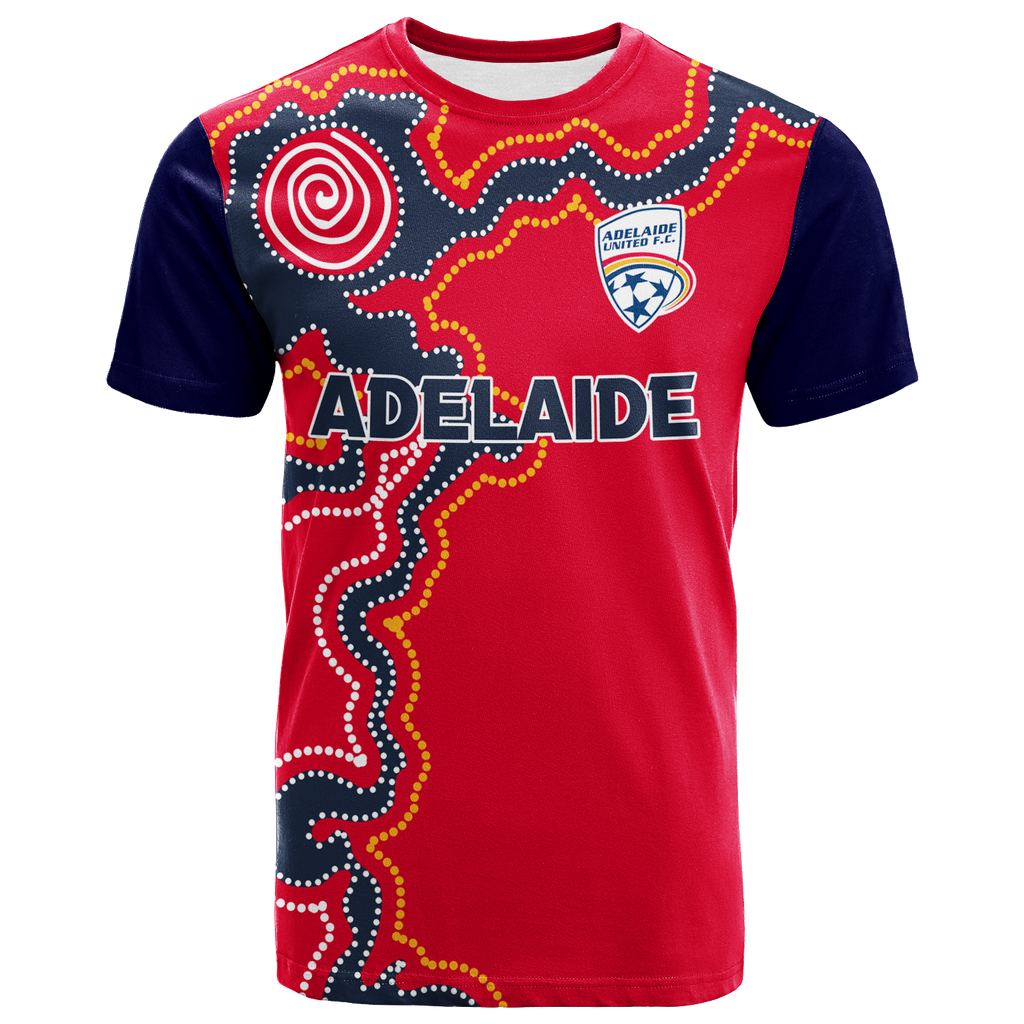 custom-personalised-adelaide-united-t-shirt-indigenous-dot-painting-art