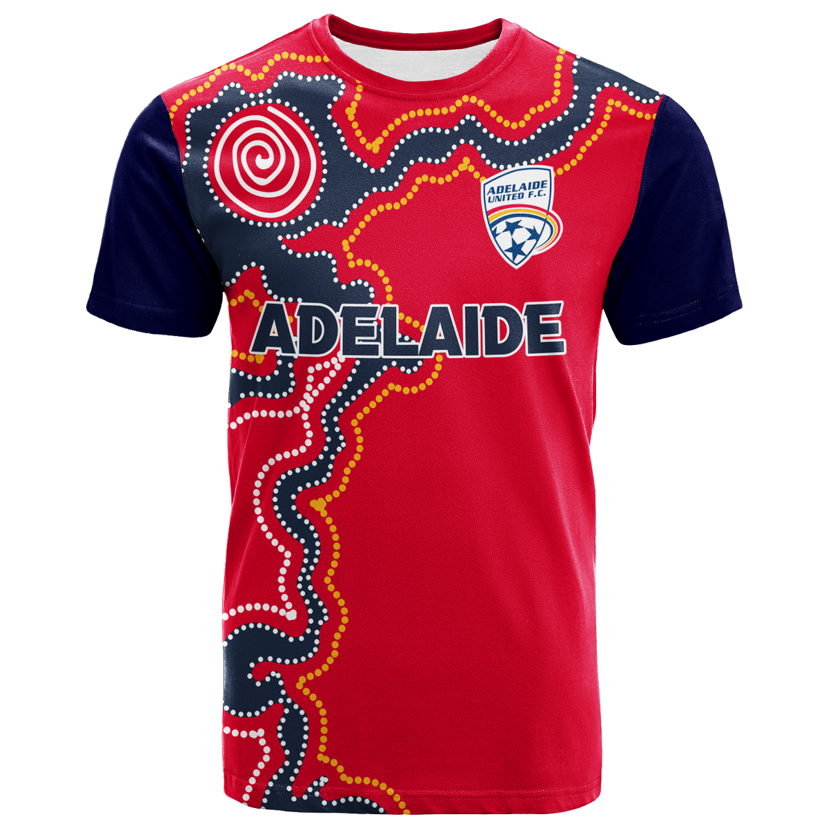 custom-personalised-adelaide-united-t-shirt-indigenous-dot-painting-art