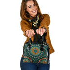 Shoulder Handbag - Aboriginal Green Dot Painting With Earth - Vibe Hoodie