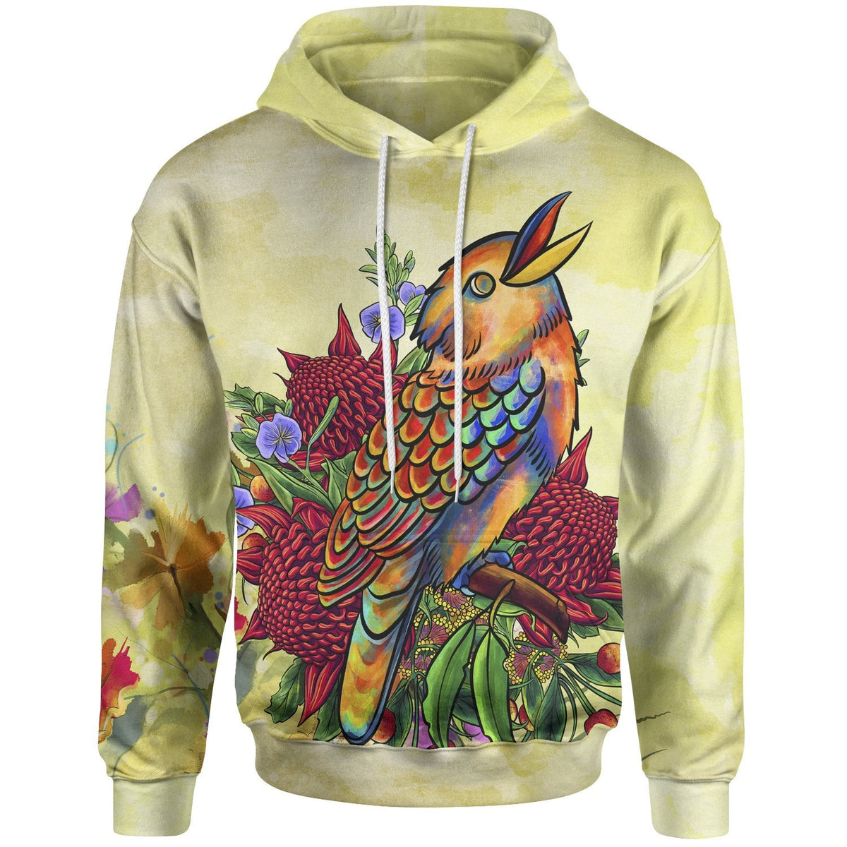aboriginal-hoodie-australia-kookaburra-with-waratah