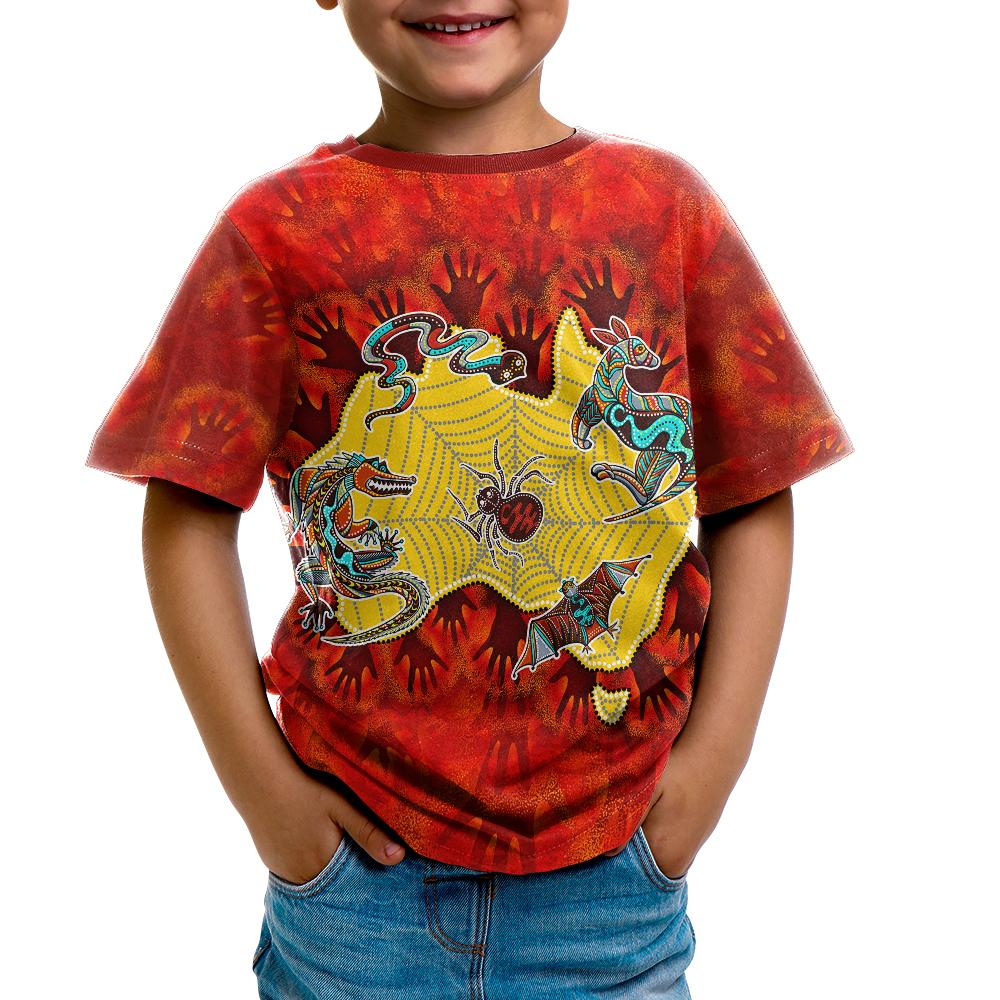 aboriginal-kid-t-shirts-australia-map-hand-patterns-spider-web