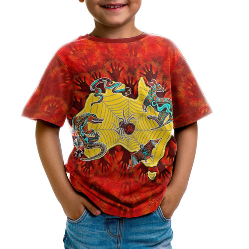 aboriginal-kid-t-shirts-australia-map-hand-patterns-spider-web