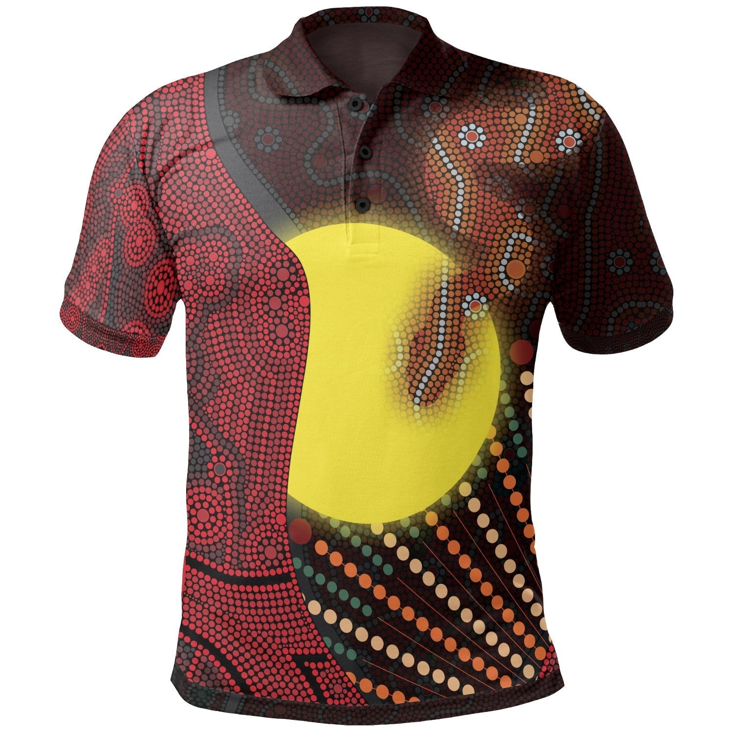 aboriginal-polo-shirts-indigenous-snake-sun-dot-painting