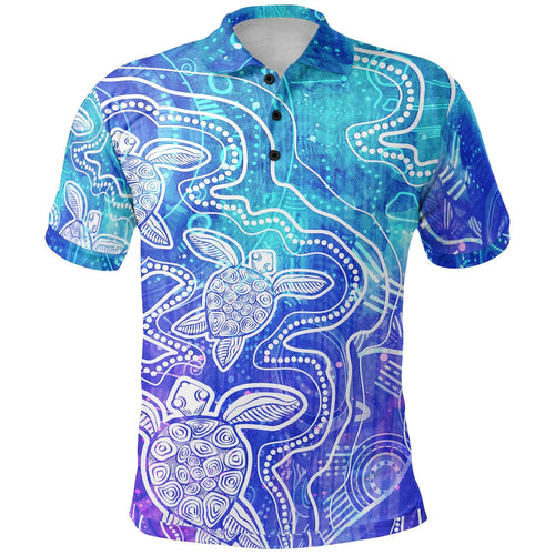 aboriginal-polo-shirt-sea-turtle-with-indigenous-patterns-blue