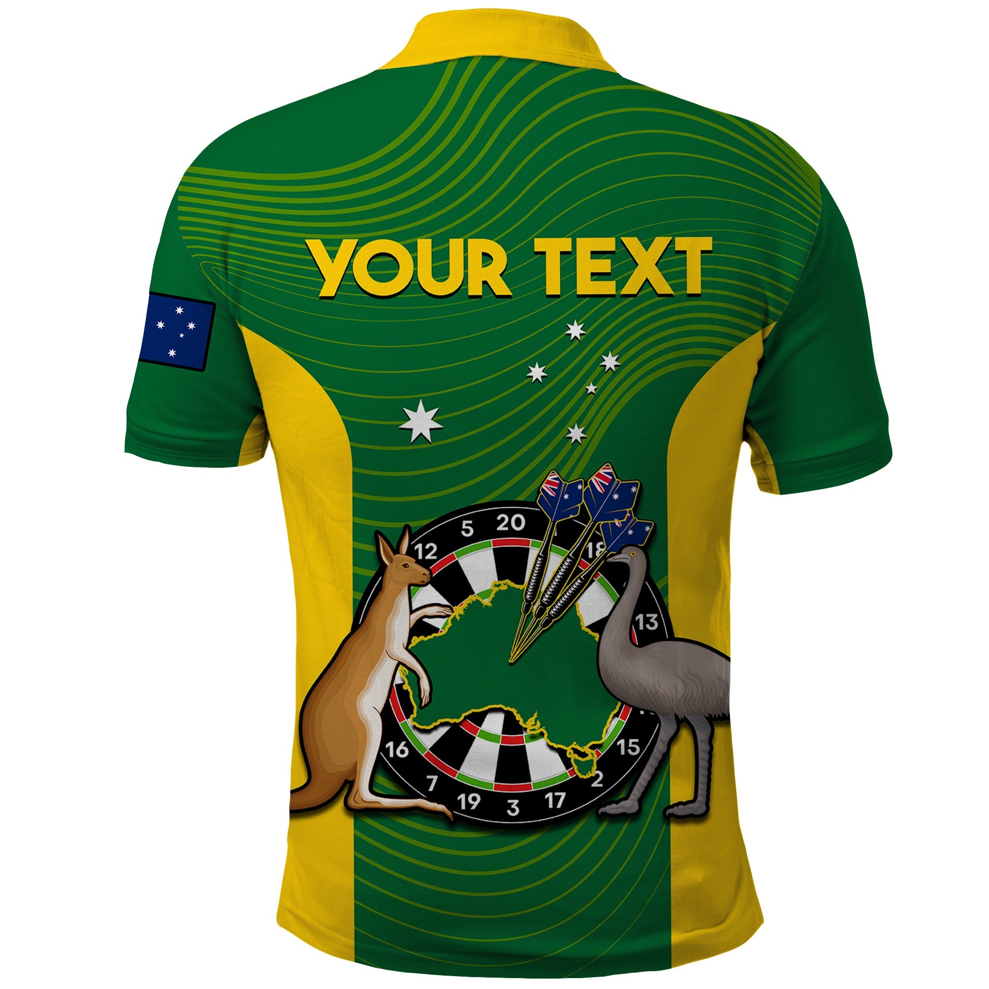 custom-personalised-australia-darts-national-color-mix-kangaroo-and-emu-polo-shirt