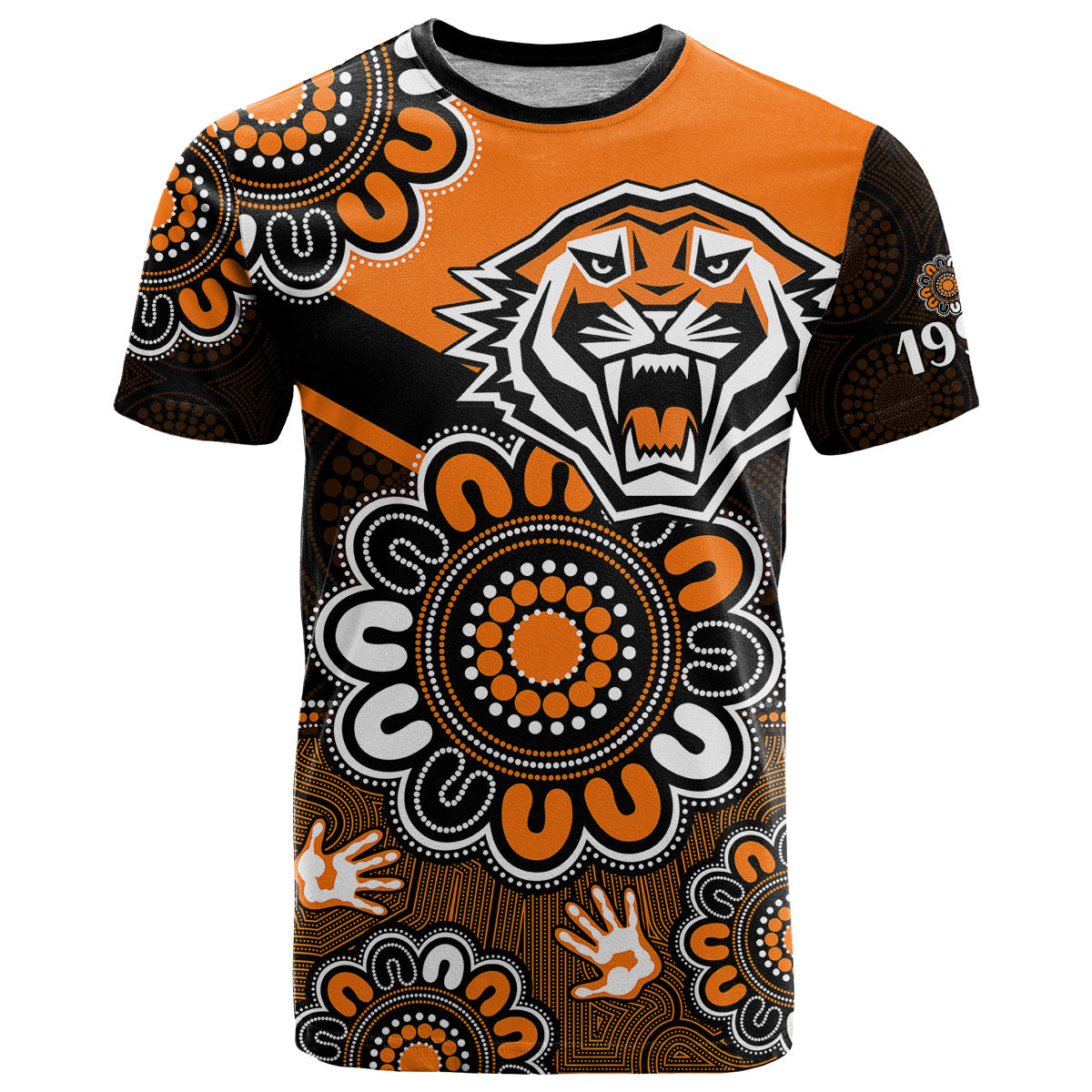 custom-personalised-nrl-wests-tigers-rugby-founded-1999-aboriginal-t-shirt