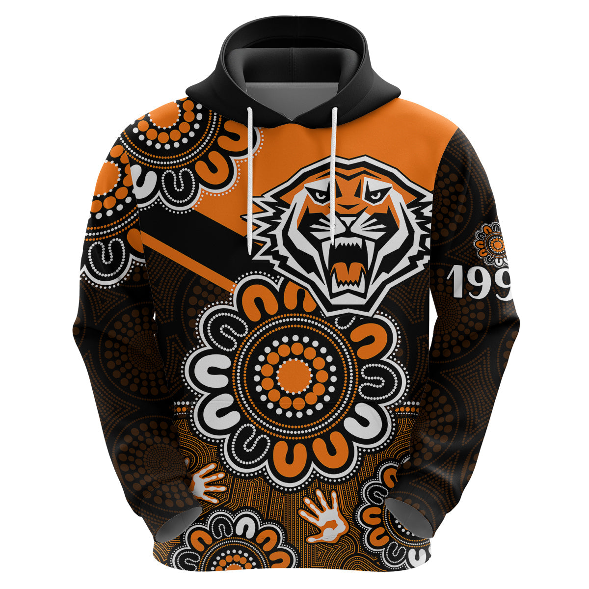 custom-personalised-nrl-wests-tigers-rugby-founded-1999-aboriginal-hoodie
