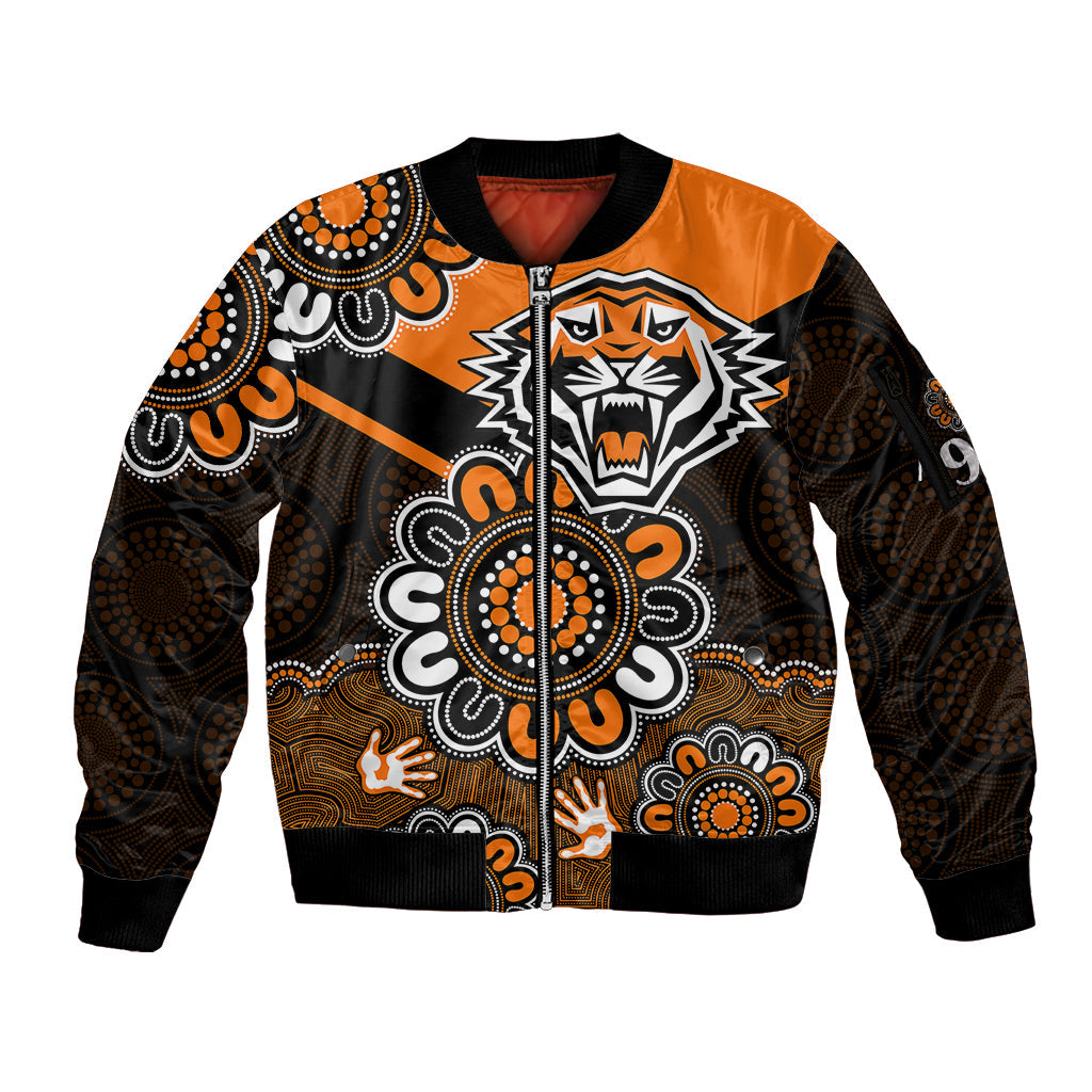 nrl-wests-tigers-rugby-founded-1999-aboriginal-sleeve-zip-bomber-jacket